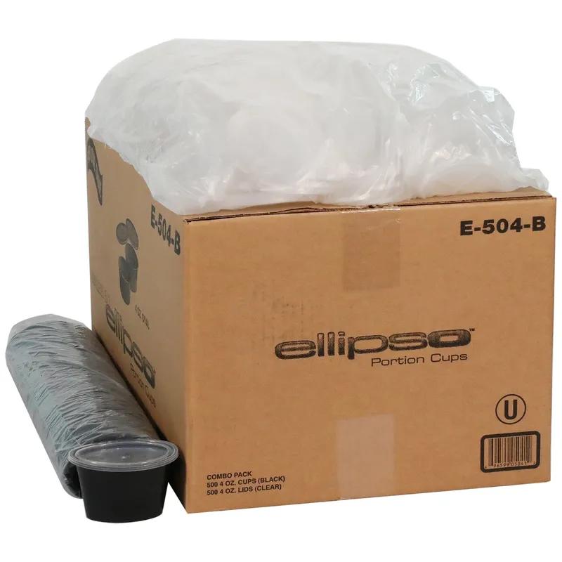 Souffle & Portion Cup Lid Combo 4 OZ PP Black Clear 500/Case