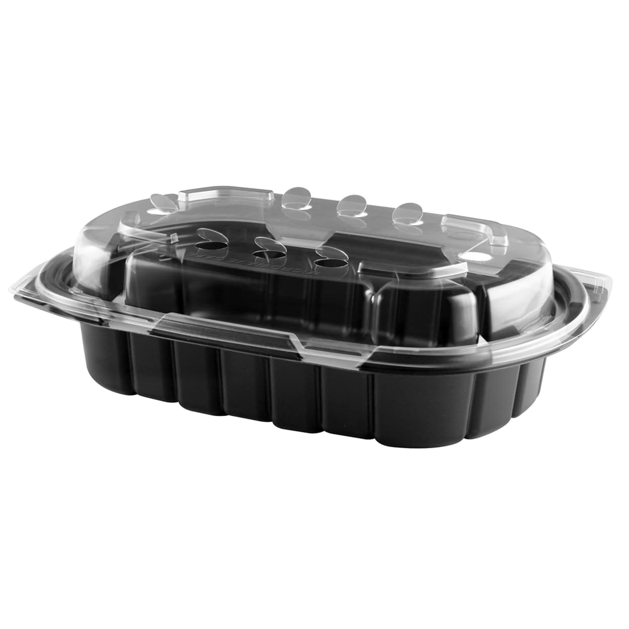 Take-Out Container Base & Lid Combo 24 OZ PP Black Clear Microwave Safe Anti-Fog 126/Case