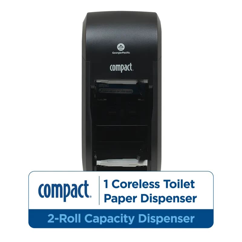 Compact® Toilet Paper Dispenser 5X5.375 IN Wall Mount Black 2-Roll Coreless Vertical High Capacity 1/Each