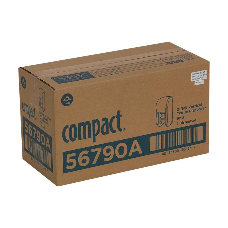 Compact® Toilet Paper Dispenser 5X5.375 IN Wall Mount Black 2-Roll Coreless Vertical High Capacity 1/Each