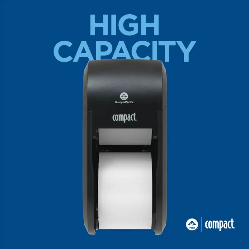 Compact® Toilet Paper Dispenser 5X5.375 IN Wall Mount Black 2-Roll Coreless Vertical High Capacity 1/Each