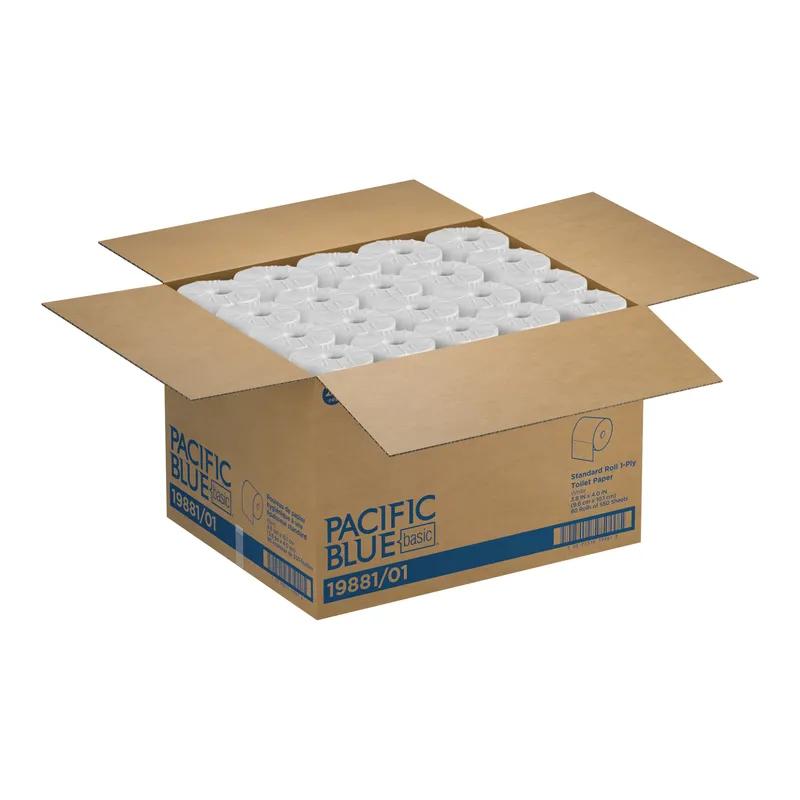 Pacific Blue Toilet Paper & Tissue Roll 4X3.8 IN 1PLY White Embossed Standard EPA Indicator 80/Case
