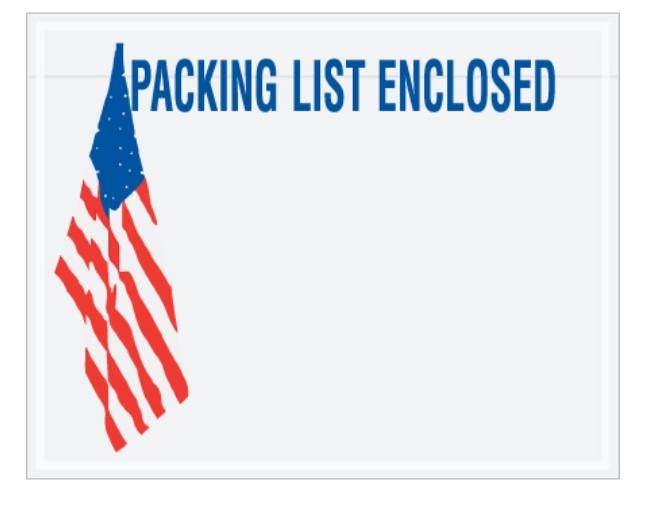 Packing List Envelope 7X5.5 IN Red White Blue PP 2MIL 1000 Count/Case