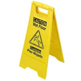 Impact® Wet Floor Sign Caution Sign Yellow Black Plastic English & Spanish Languages 1/Each