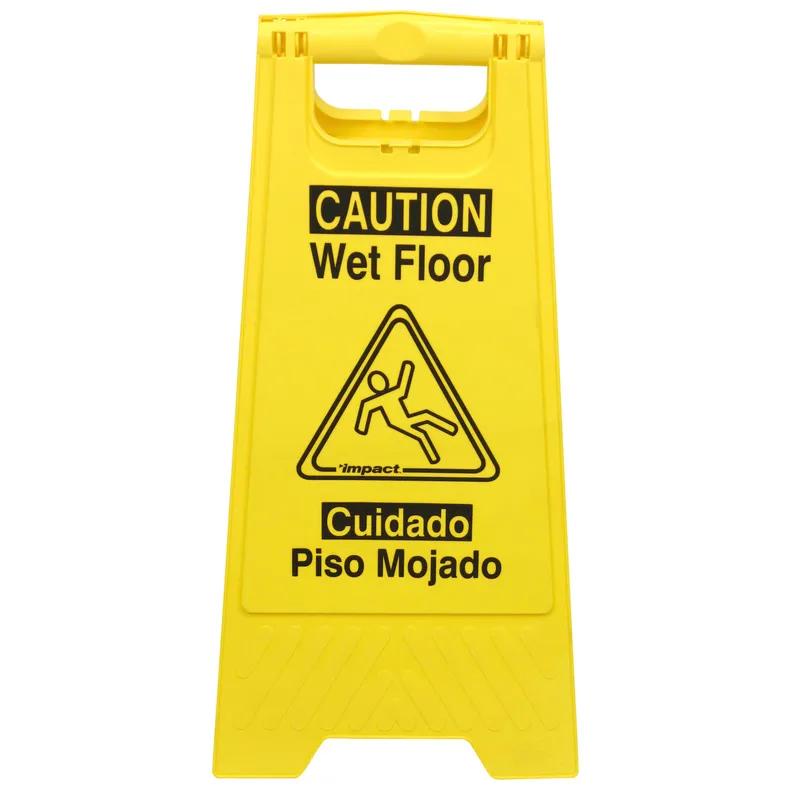 Impact® Wet Floor Sign Caution Sign Yellow Black Plastic English & Spanish Languages 1/Each
