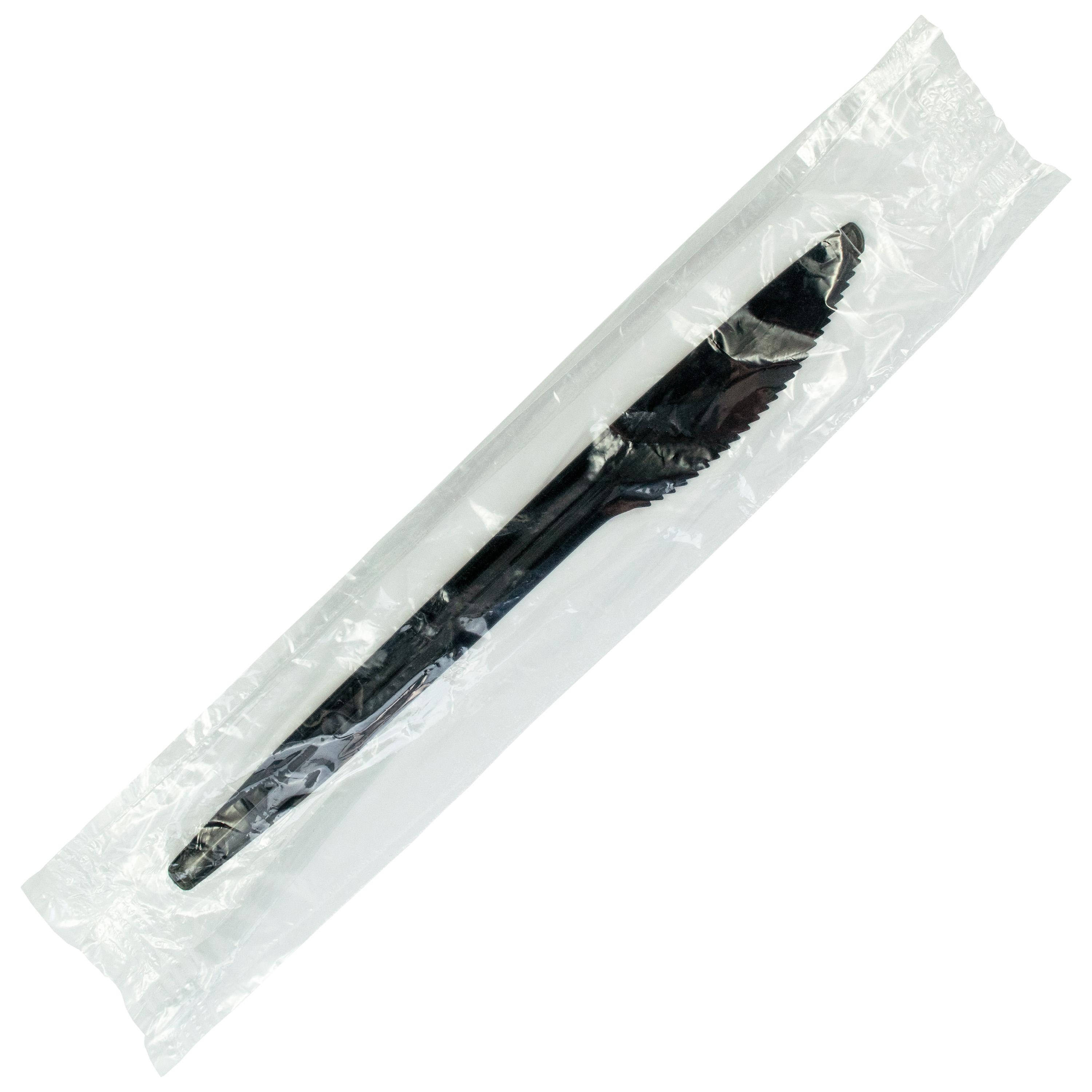 Knife PP Black Medium Weight Individually Wrapped 1000/Case