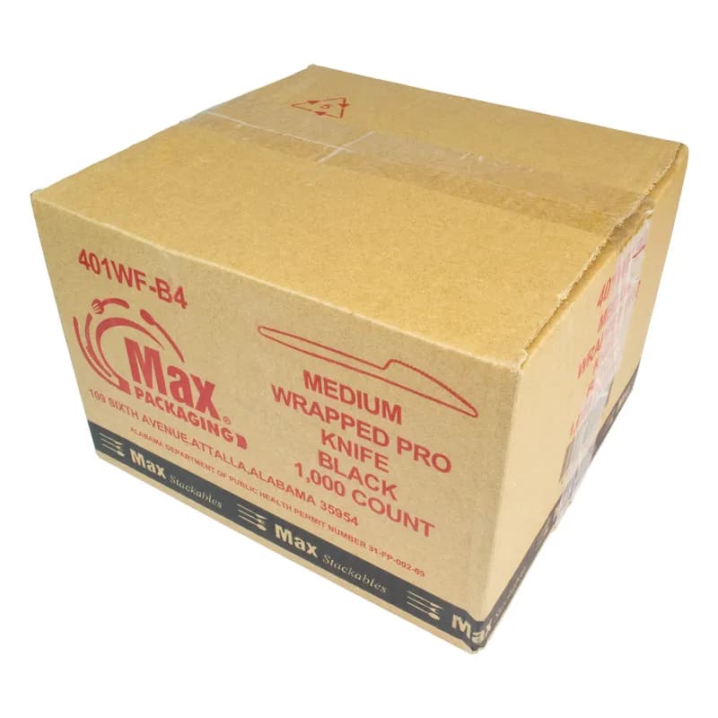 Knife PP Black Medium Weight Individually Wrapped 1000/Case