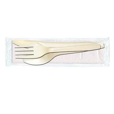4PC Cutlery Kit White With 2PLY Napkin,Fork,Knife,Spoon 250/Case
