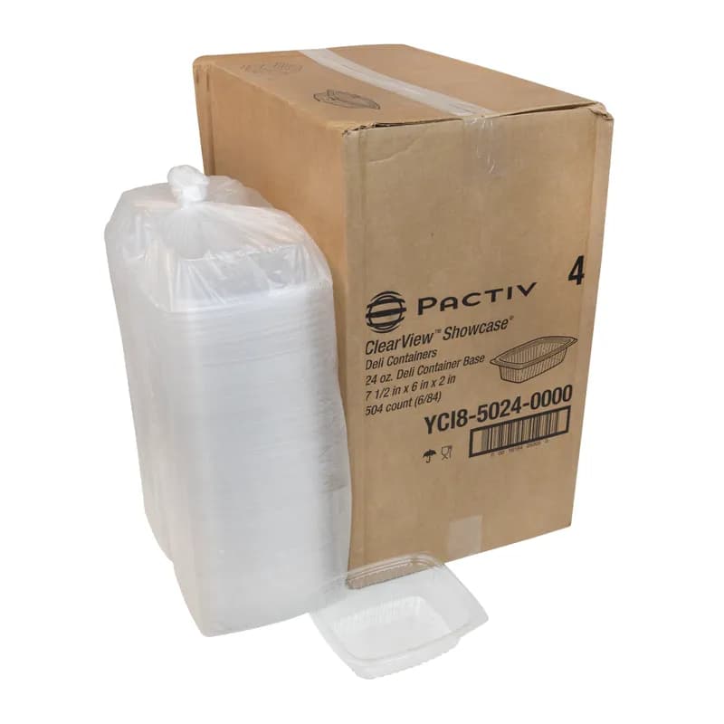 Deli Container Base 24 OZ OPS Clear Rectangle 500/Case