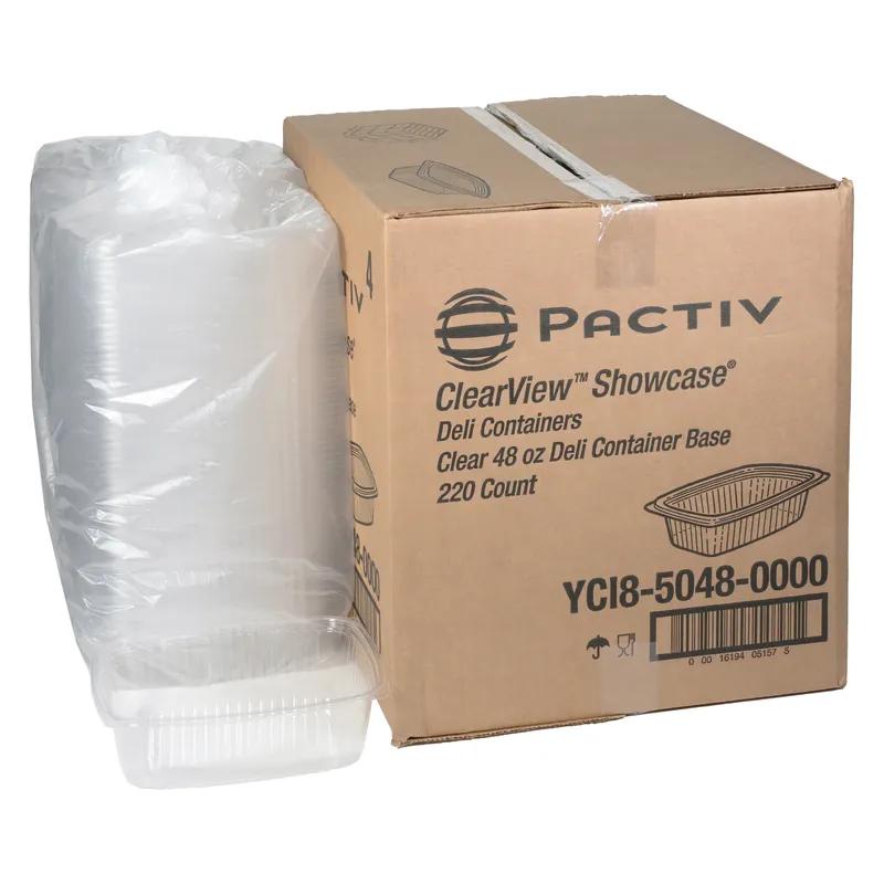Deli Container Base 48 OZ OPS Clear Rectangle 220/Case