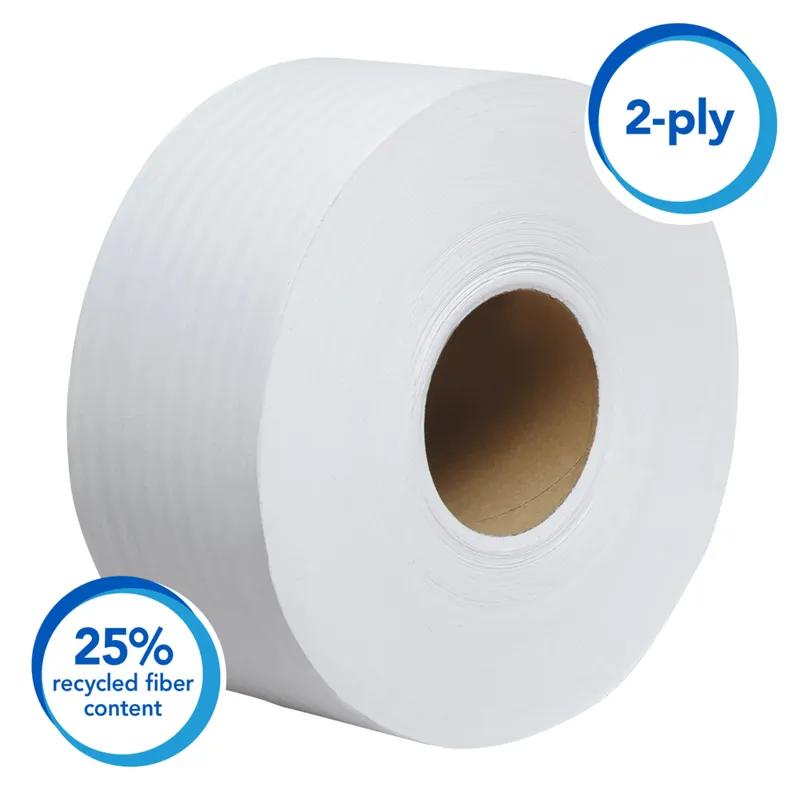 Scott® Toilet Paper & Tissue Roll 3.55IN X750FT 2PLY White Jumbo (JRT) Premium High Capacity 750 Sheets/Roll 12 Rolls/Case