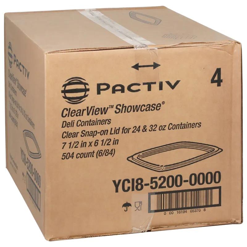 Lid Flat 7.5X6.5X0.188 IN 1 Compartment OPS Clear Rectangle For 24-32 OZ Deli Container 504/Case