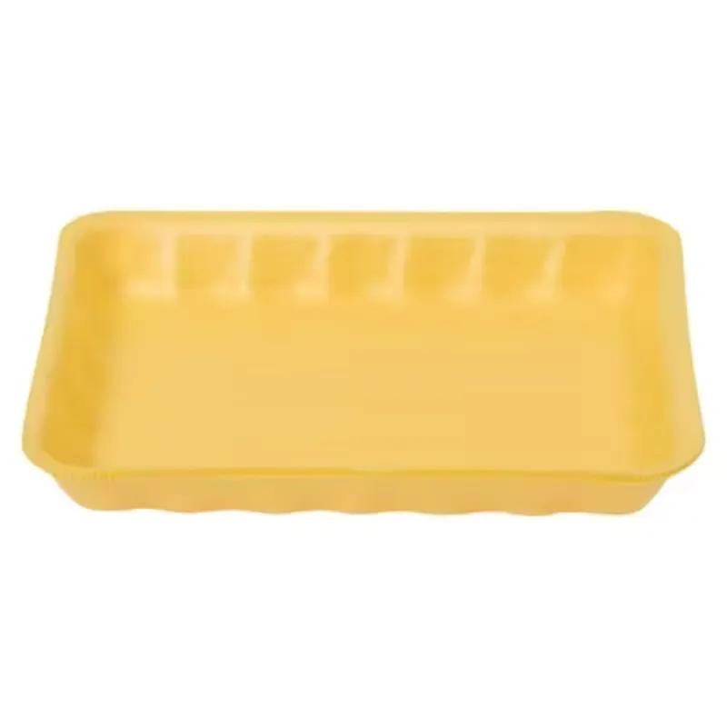 4 Meat Tray 7.25X9.25X1.25 IN Polystyrene Foam Yellow Rectangle Heavy 500/Case
