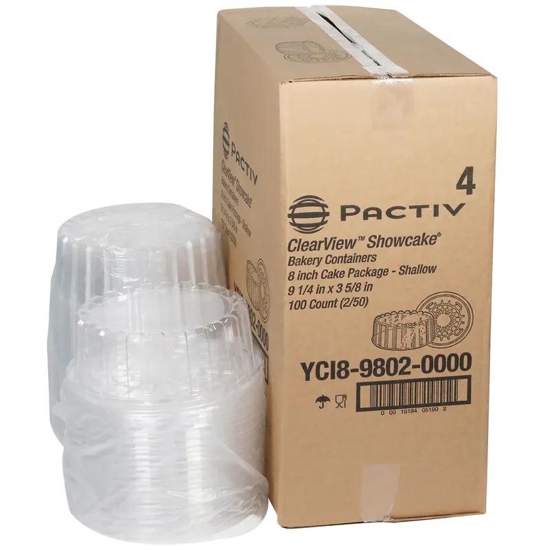 Cake Container & Lid Combo With Shallow Dome Lid 9.25X3.625 IN OPS Clear Crack Resistant Leak Resistant 100/Case