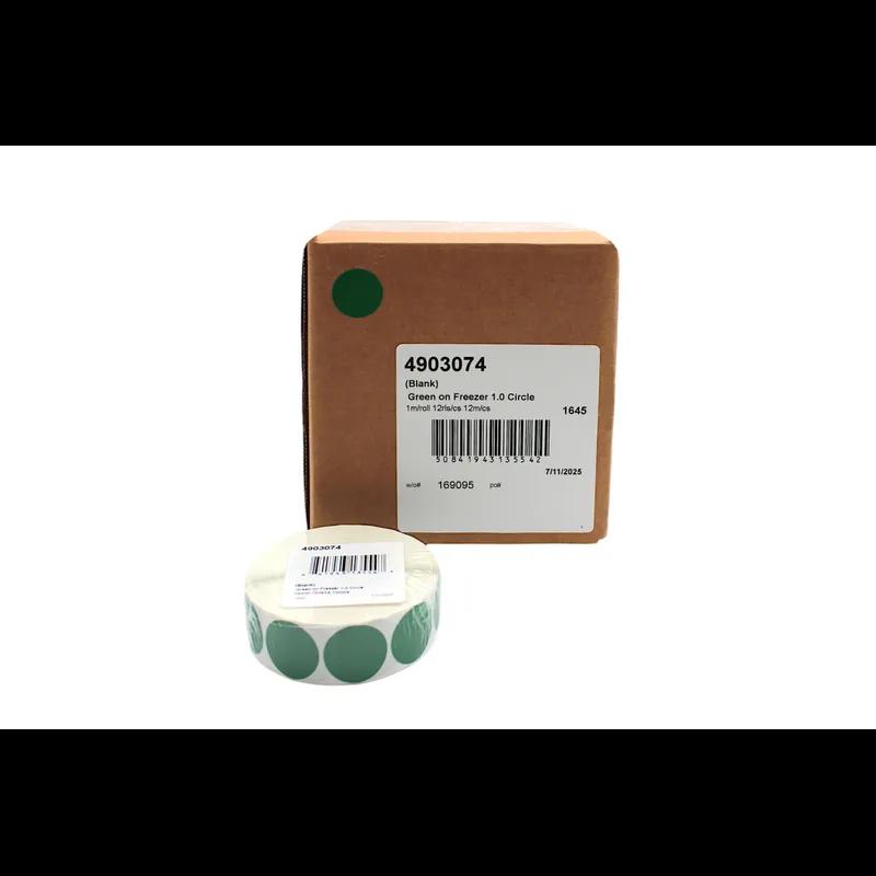 Blank Label 4 IN Green Round Permanent Temperature Indicator 1000/Roll