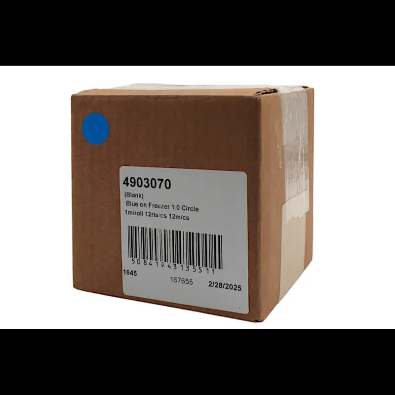 Blank Expiration Label 1 IN Blue Circle All Temperature Permanent 1000 Count/Roll 12 Rolls/Case 12000 Count/Case