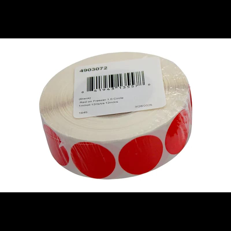 Blank Expiration Label 1 IN Red Circle All Temperature Permanent 1000 Count/Roll 12 Rolls/Case 12000 Count/Case