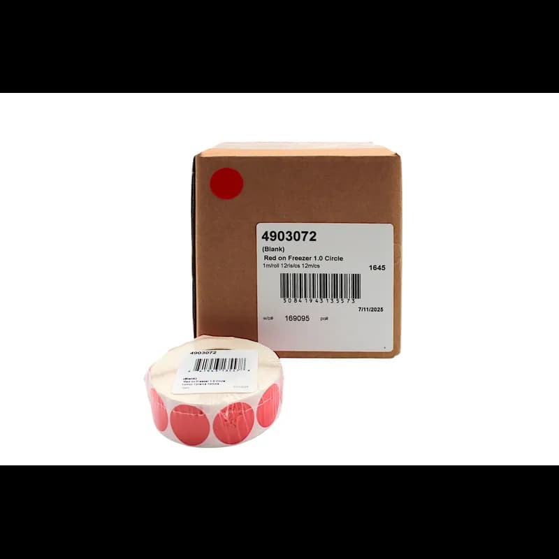 Blank Expiration Label 1 IN Red Circle All Temperature Permanent 1000 Count/Roll 12 Rolls/Case 12000 Count/Case