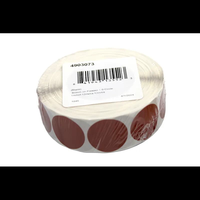 Blank Expiration Label 1 IN Brown Circle All Temperature Permanent 1000 Count/Roll 12 Rolls/Case 12000 Count/Case