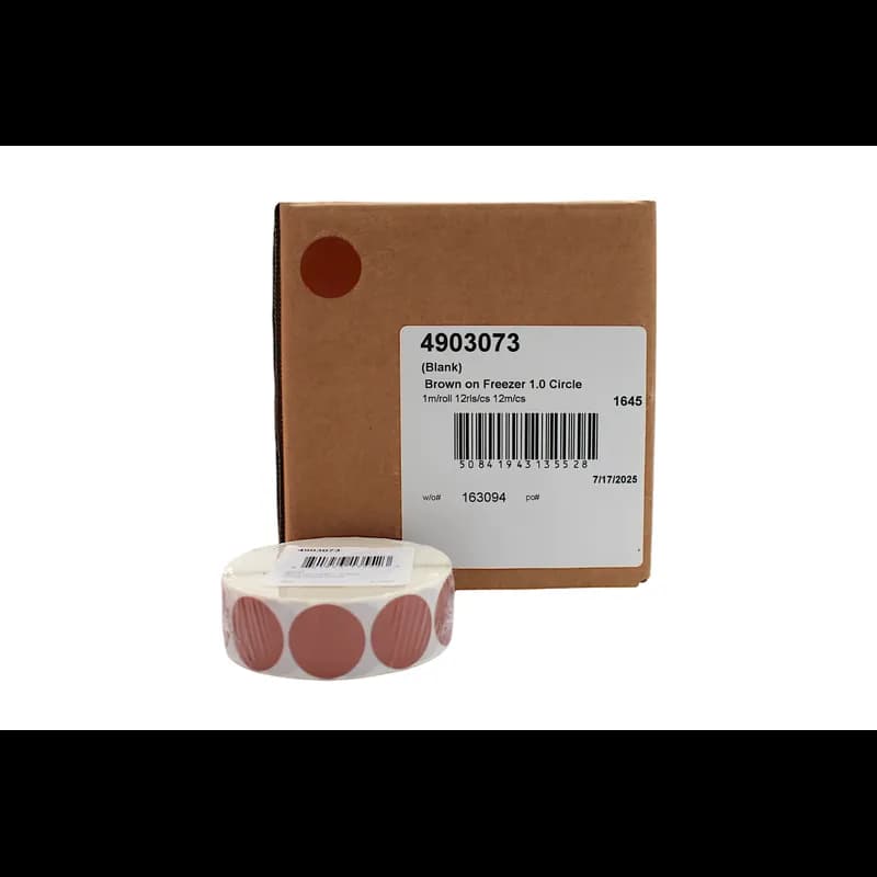 Blank Expiration Label 1 IN Brown Circle All Temperature Permanent 1000 Count/Roll 12 Rolls/Case 12000 Count/Case