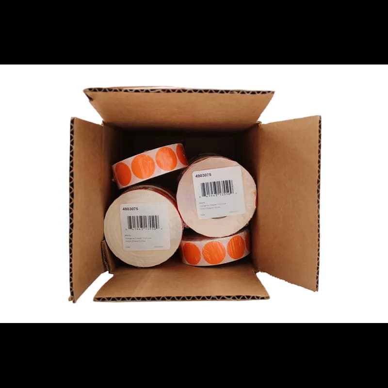 Blank Expiration Label 1 IN Orange Circle All Temperature Permanent 1000 Count/Roll 12 Rolls/Case 12000 Count/Case