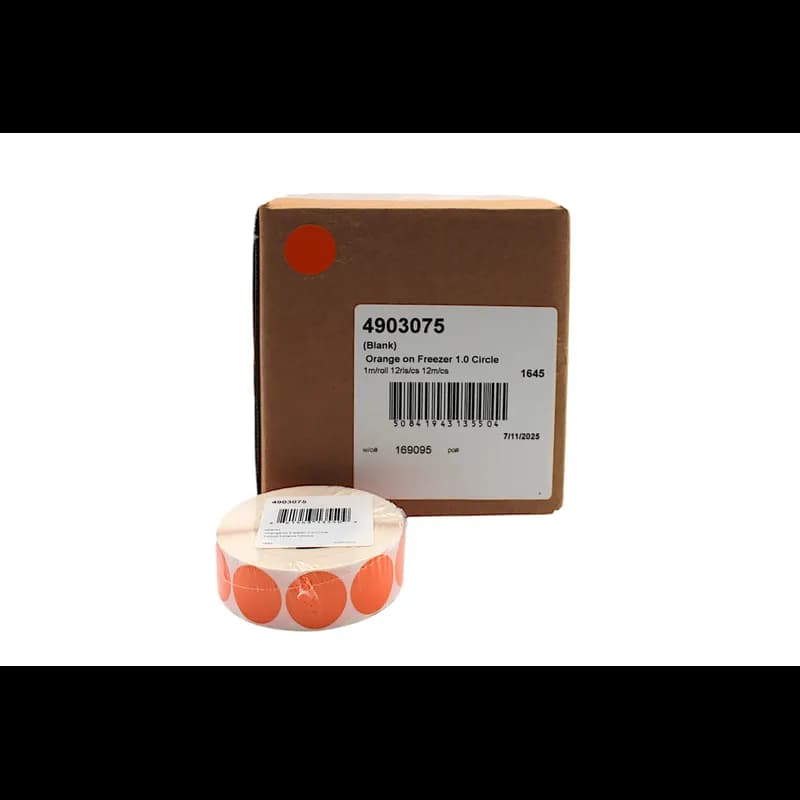 Blank Expiration Label 1 IN Orange Circle All Temperature Permanent 1000 Count/Roll 12 Rolls/Case 12000 Count/Case