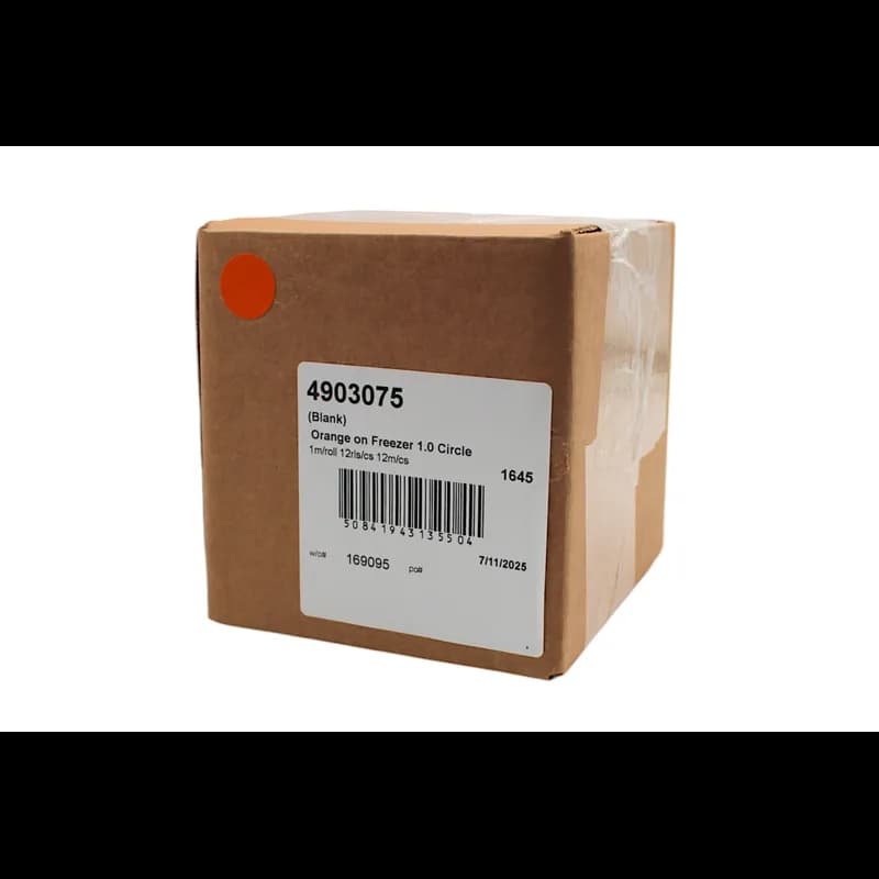 Blank Expiration Label 1 IN Orange Circle All Temperature Permanent 1000 Count/Roll 12 Rolls/Case 12000 Count/Case