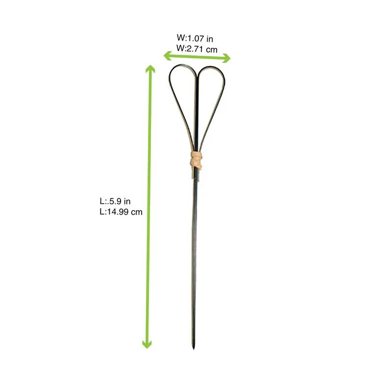 Looped Heart Skewer 5.9 IN Bamboo Black 100 Count/Pack 20 Packs/Case 2000 Count/Case