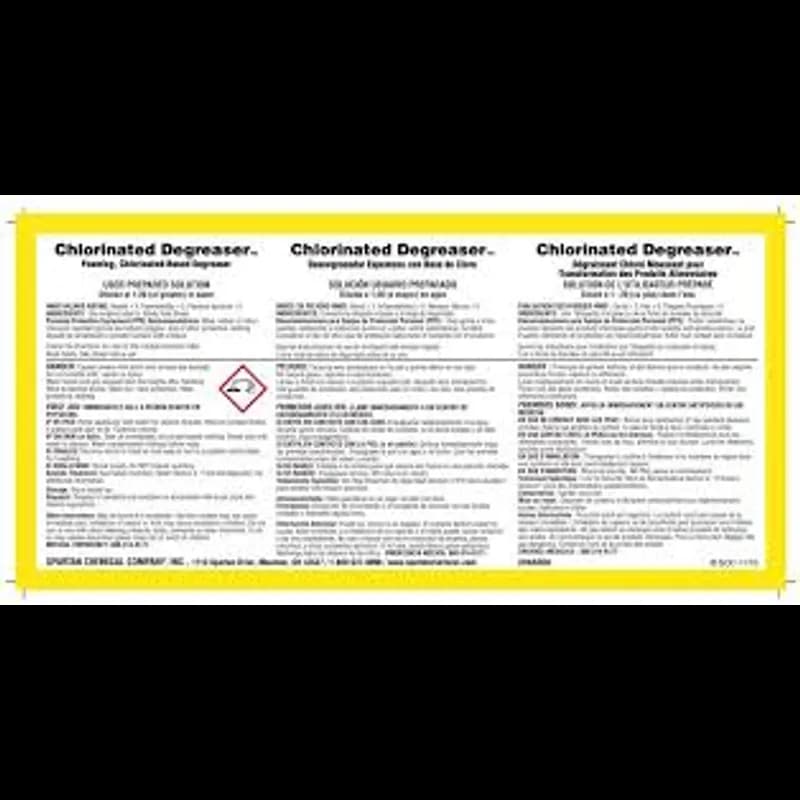 Chlorinated Degreaser Product Label Paper 1/Each
