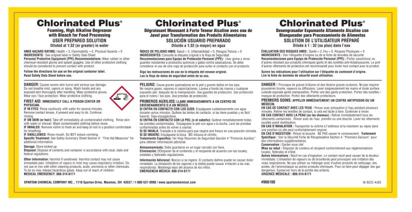 Chlorinated Plus Product Label Paper 1/Each