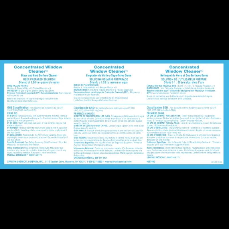 Concentrated Window Cleaner Product Label Paper 1/Each