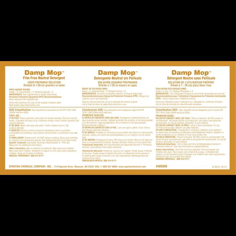 Clean on the Go Damp Mop 8 Product Label Vinyl White 1/Each