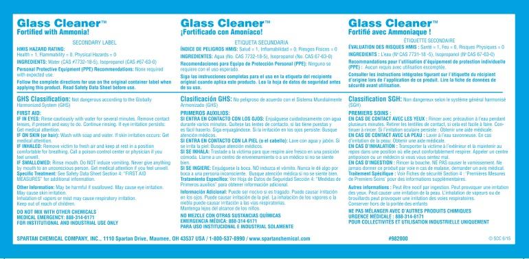Glass Cleaner Product Label Paper 1/Each