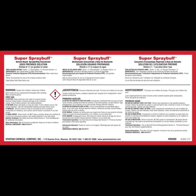 Spraybuff Product Label Paper 1/Each