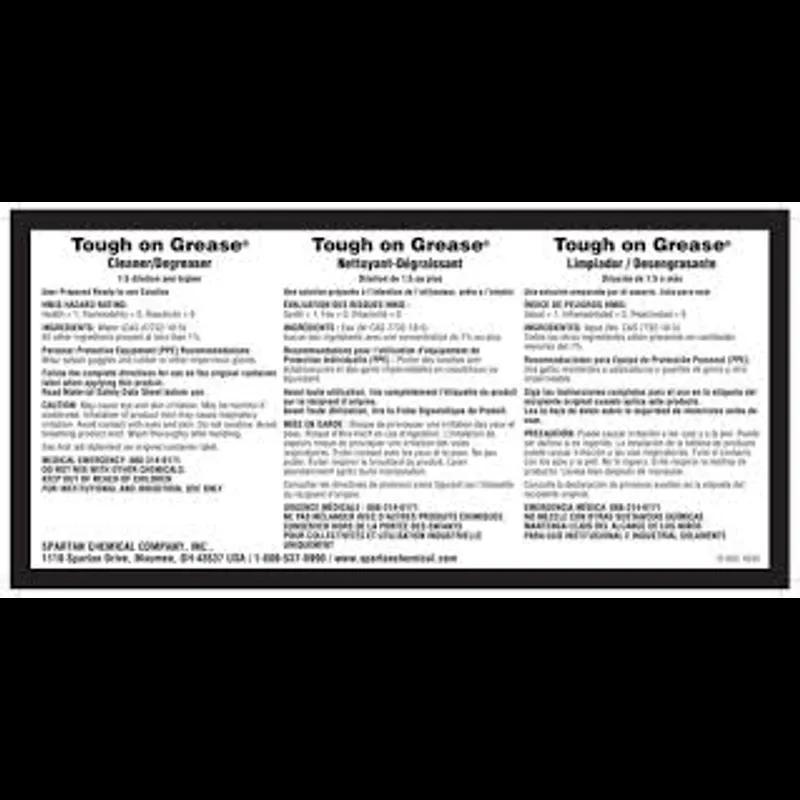 Tough on Grease Product Label Paper 1/Each