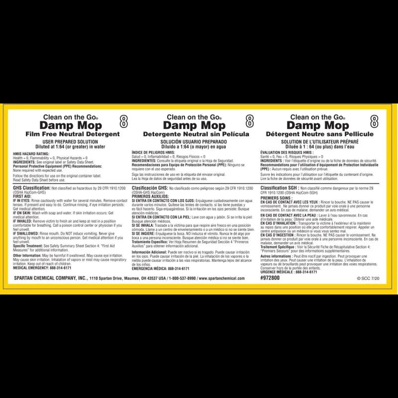 Clean on the Go Damp Mop 8 Product Label Paper 1/Each
