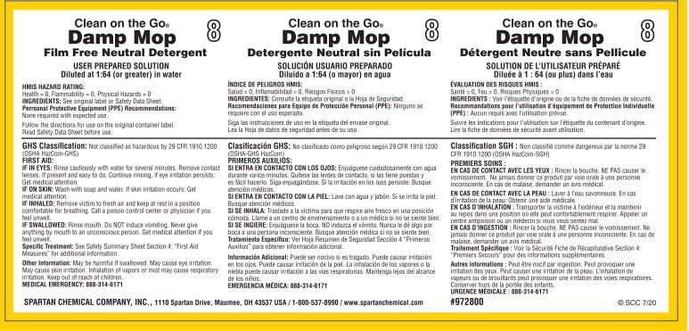 Clean on the Go Damp Mop 8 Product Label Paper 1/Each