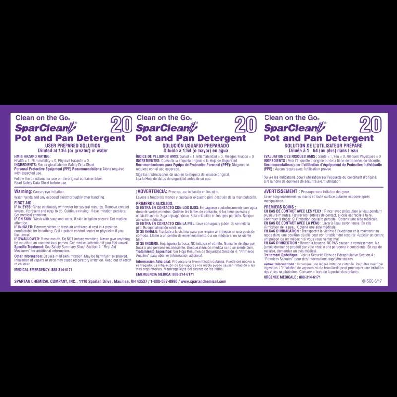 Clean on the Go SparClean Pot & Pan Product Label Paper 1/Each