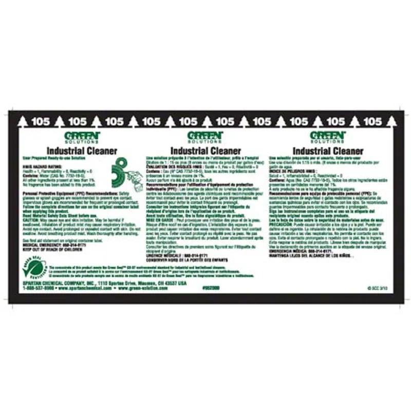 #105 Green Solutions Industrial Cleaner Product Label Paper 1/Each