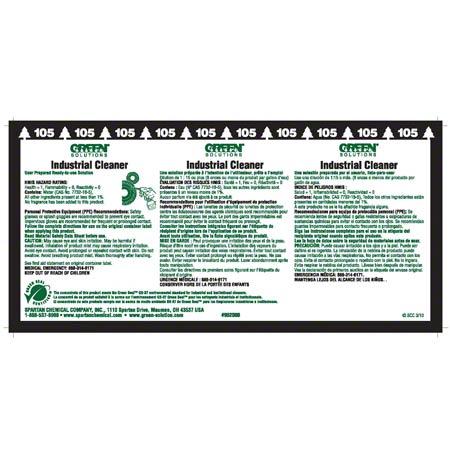 #105 Green Solutions Industrial Cleaner Product Label Paper 1/Each