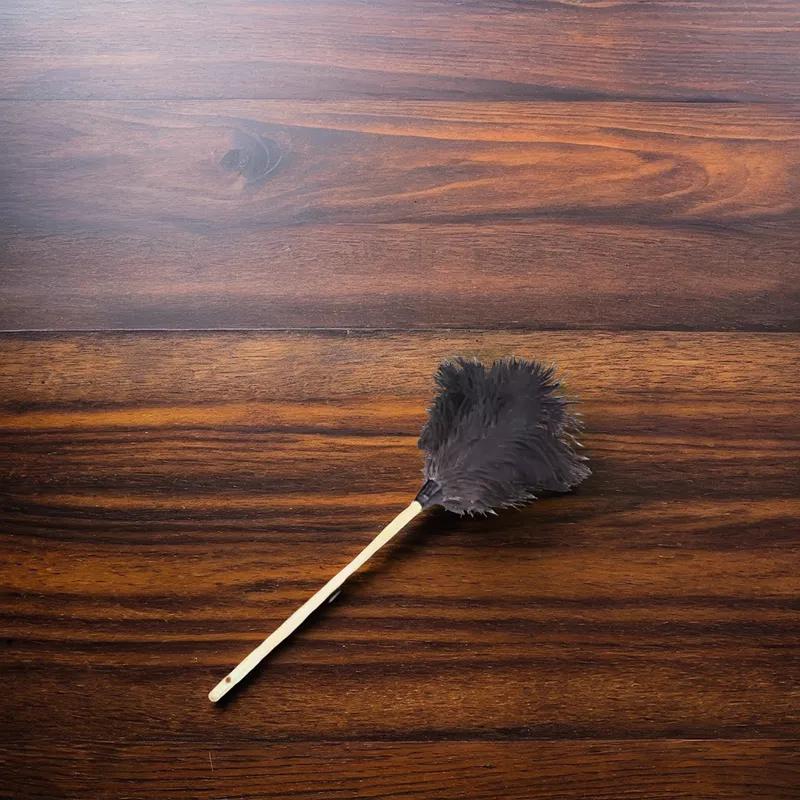 Feather Duster 28 IN Gray With Handle Reusable 1/Each