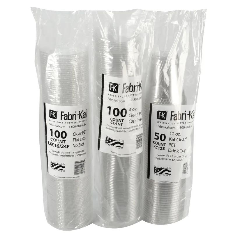Kal-Clear Cold Cup, Lid & Insert Combo With Flat Lid 12 OZ PET Clear No Hole 500/Case