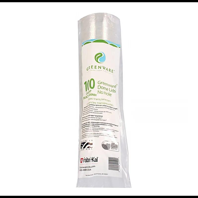 Greenware® Lid Dome 3.8X1.6 IN PLA Clear For 12-20 OZ Cold Cup No Hole 1000/Case