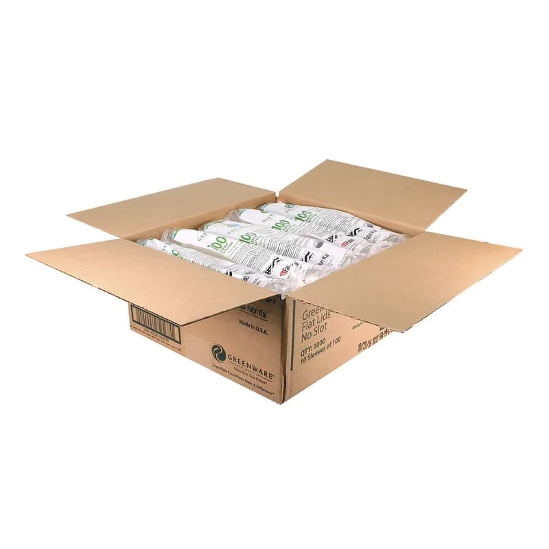 Greenware® Lid Flat 3.8X0.3 IN PLA Clear For 12-20 OZ Cold Cup No Hole 1000/Case