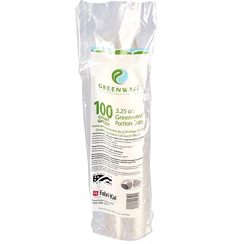 Greenware® Souffle & Portion Cup 3.3 OZ PLA Clear Round 2000/Case