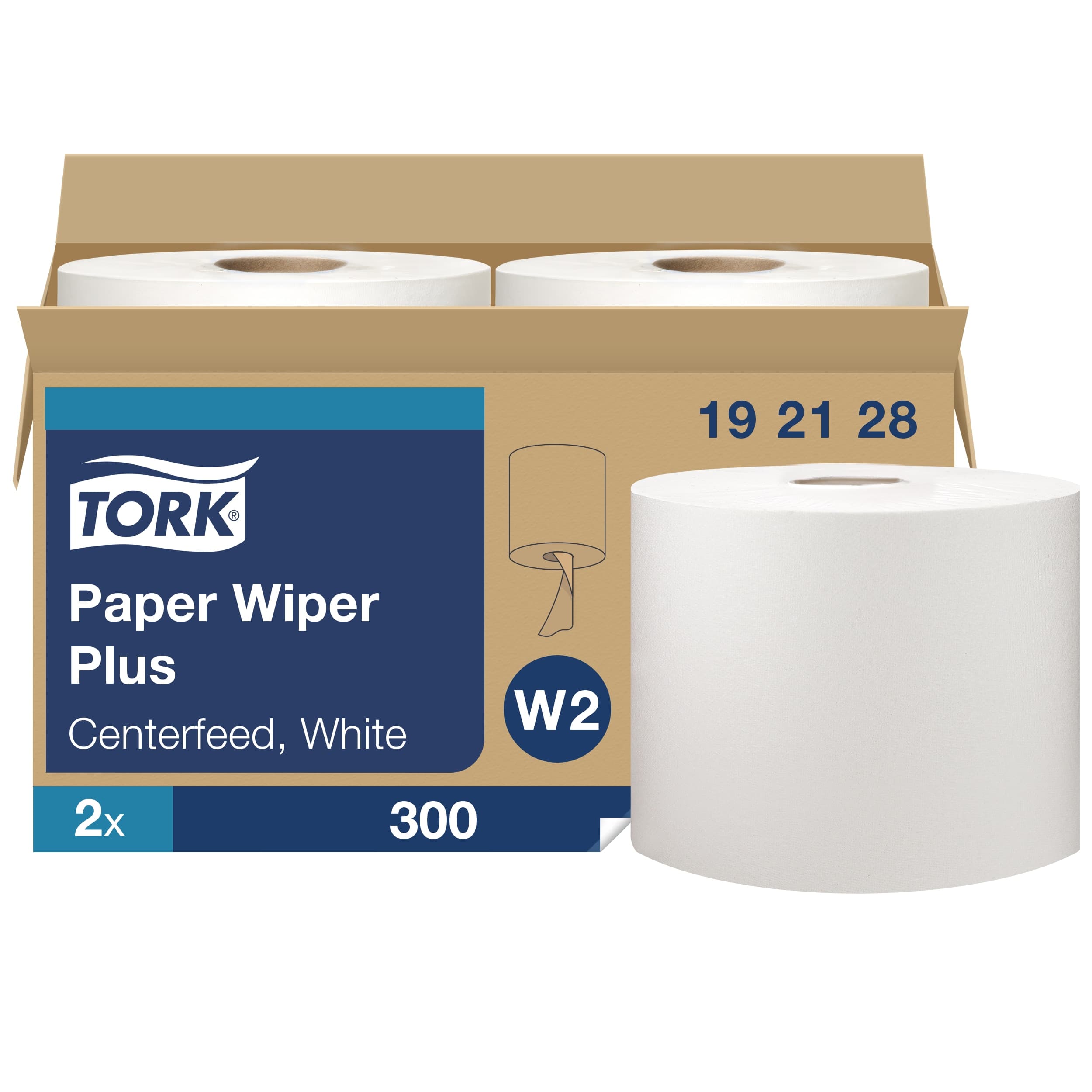 Tork Roll Paper Wiper W2 15.2X9.8 IN 380 FT 1PLY White Centerfeed Refill 300 Sheets/Roll 2 Rolls/Case 600 Sheets/Case
