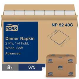 Advanced Dinner Napkins 16.25X15 IN White Paper 2PLY 1/4 Fold Refill 375 Count/Pack 8 Packs/Case 3000 Count/Case