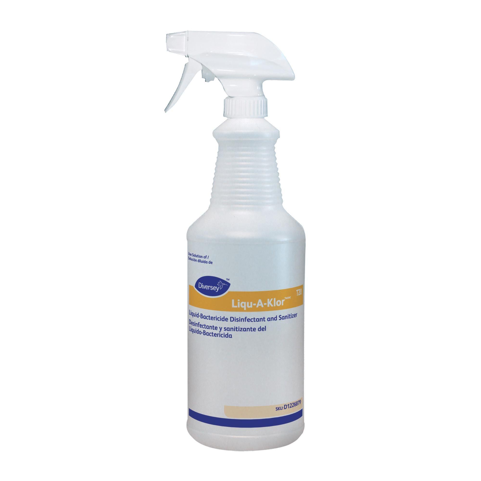 Liqu-A-Klor Liquid-Bactericide Disinfectant and Sanitizer Spray Bottle & Trigger Sprayer 32 FLOZ 12/Case