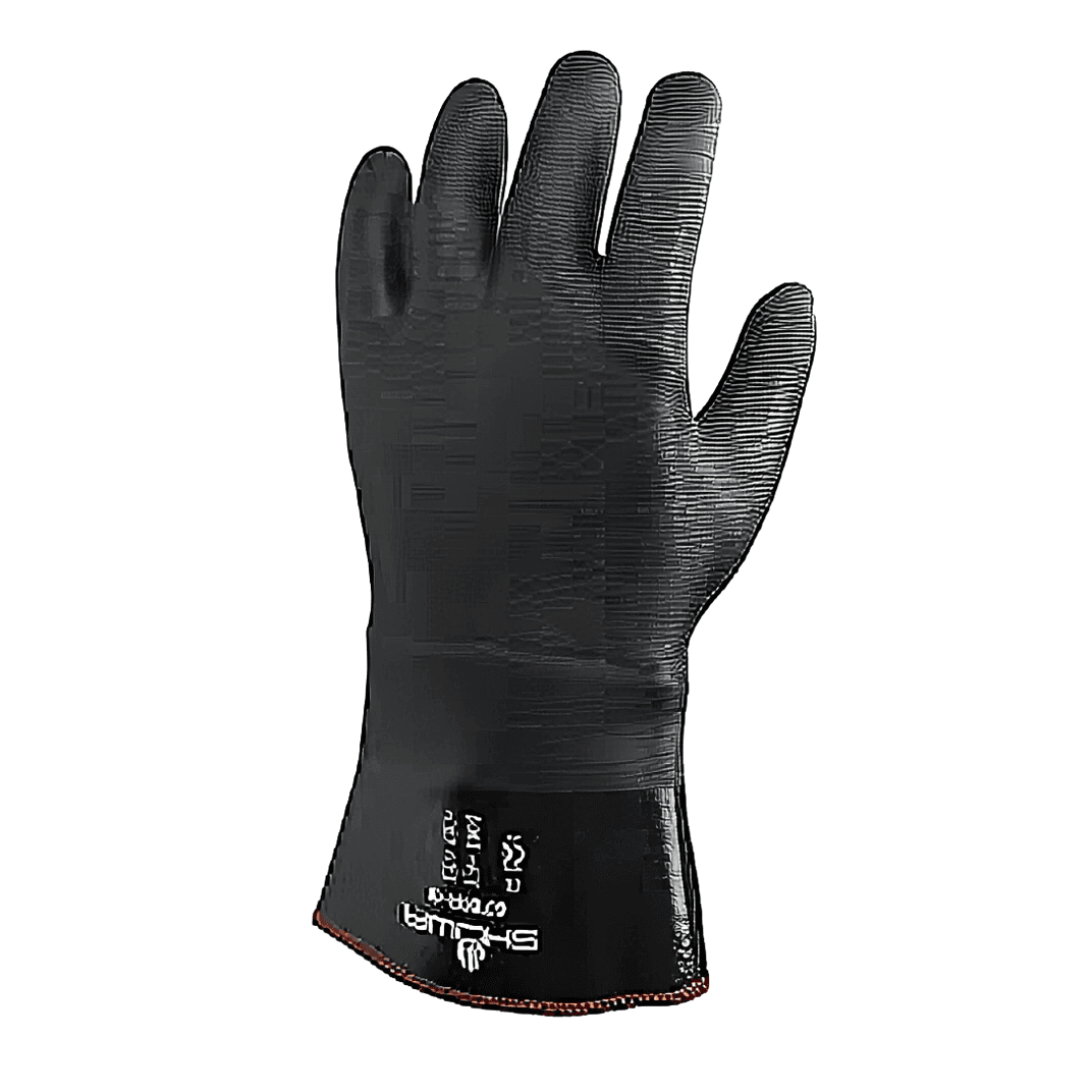 Gloves Large (LG) 6 IN Black Nitrile Rubber Neoprene Disposable Chemical Resistant 1/Pair