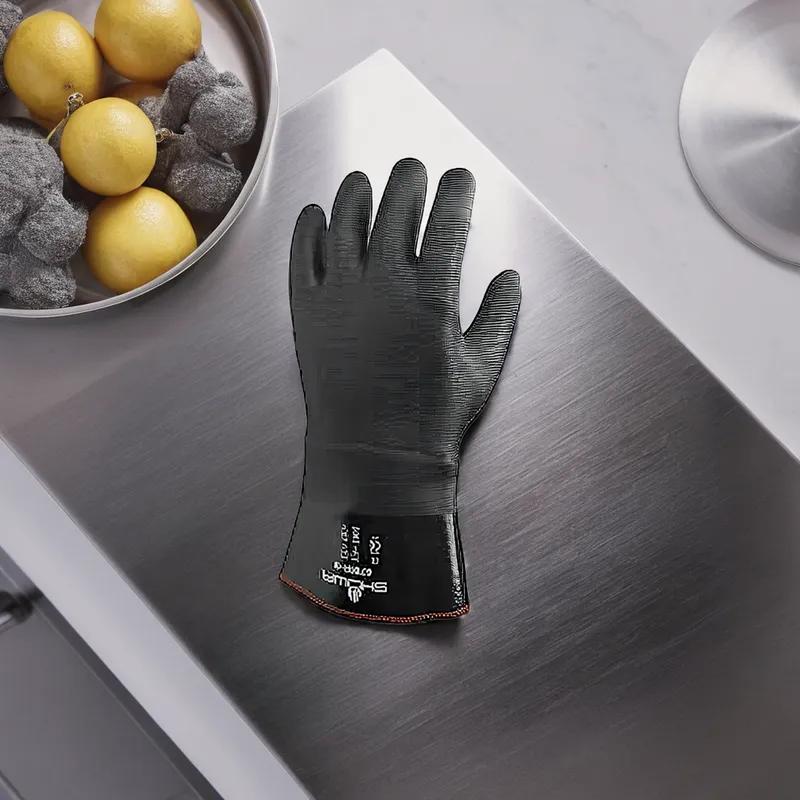 Gloves Large (LG) 6 IN Black Nitrile Rubber Neoprene Disposable Chemical Resistant 1/Pair